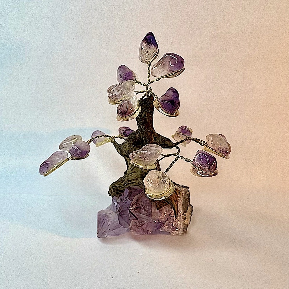 Tumbled Amethyst Crystals on Amethyst Gemstone Tree NWOT One of a Kind.